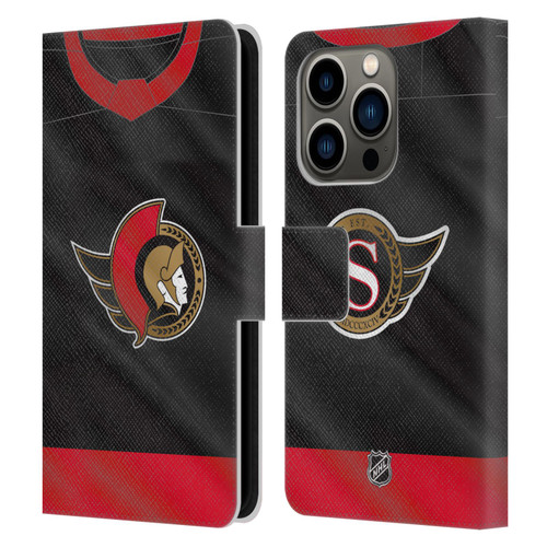 NHL Ottawa Senators Jersey Leather Book Wallet Case Cover For Apple iPhone 14 Pro