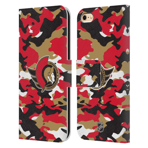 NHL Ottawa Senators Camouflage Leather Book Wallet Case Cover For Apple iPhone 6 / iPhone 6s