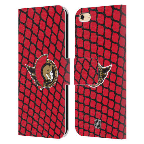 NHL Ottawa Senators Net Pattern Leather Book Wallet Case Cover For Apple iPhone 6 / iPhone 6s