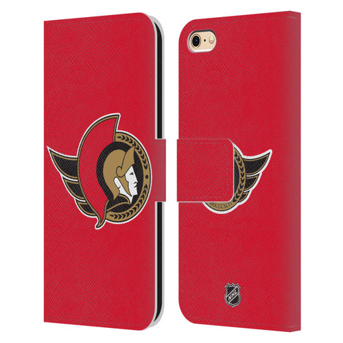 NHL Ottawa Senators Plain Leather Book Wallet Case Cover For Apple iPhone 6 / iPhone 6s