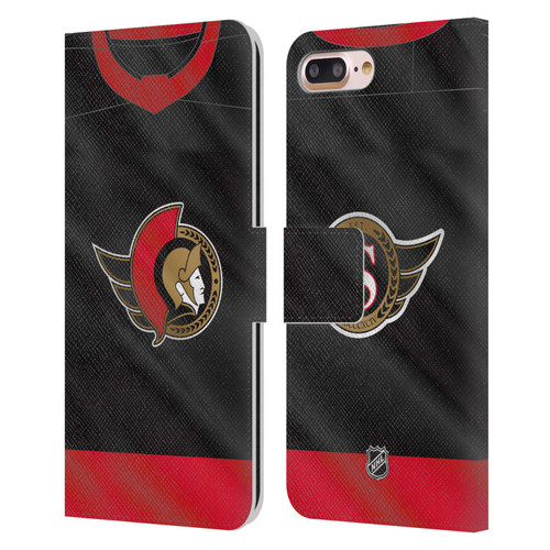 NHL Ottawa Senators Jersey Leather Book Wallet Case Cover For Apple iPhone 7 Plus / iPhone 8 Plus