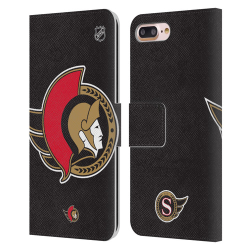 NHL Ottawa Senators Oversized Leather Book Wallet Case Cover For Apple iPhone 7 Plus / iPhone 8 Plus