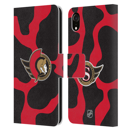 NHL Ottawa Senators Cow Pattern Leather Book Wallet Case Cover For Apple iPhone XR