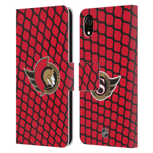 NHL Ottawa Senators Net Pattern Leather Book Wallet Case Cover For Apple iPhone XR