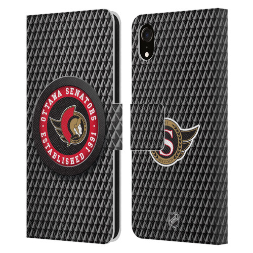 NHL Ottawa Senators Puck Texture Leather Book Wallet Case Cover For Apple iPhone XR