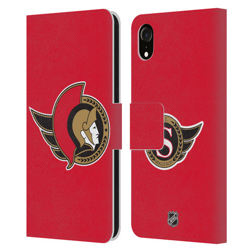 NHL Ottawa Senators Plain Leather Book Wallet Case Cover For Apple iPhone XR