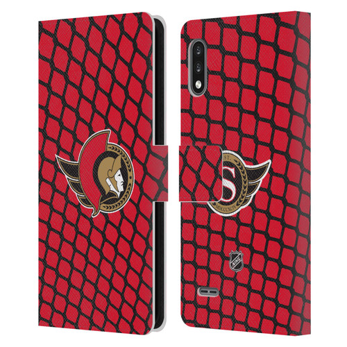 NHL Ottawa Senators Net Pattern Leather Book Wallet Case Cover For LG K22