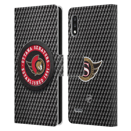 NHL Ottawa Senators Puck Texture Leather Book Wallet Case Cover For LG K22