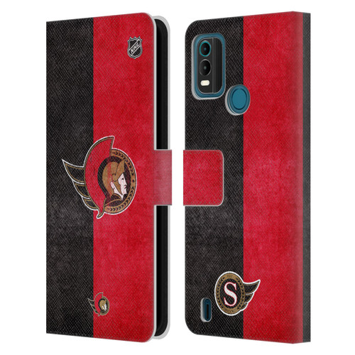 NHL Ottawa Senators Half Distressed Leather Book Wallet Case Cover For Nokia G11 Plus