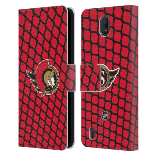 NHL Ottawa Senators Net Pattern Leather Book Wallet Case Cover For Nokia C01 Plus/C1 2nd Edition