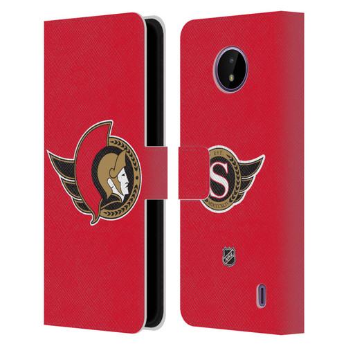 NHL Ottawa Senators Plain Leather Book Wallet Case Cover For Nokia C10 / C20