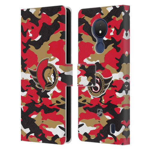 NHL Ottawa Senators Camouflage Leather Book Wallet Case Cover For Nokia C21