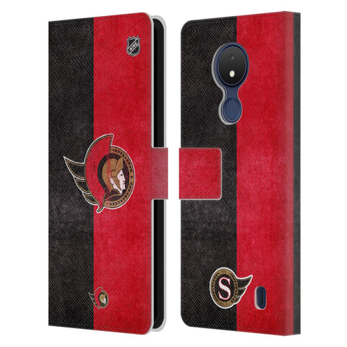 NHL Ottawa Senators Half Distressed Leather Book Wallet Case Cover For Nokia C21