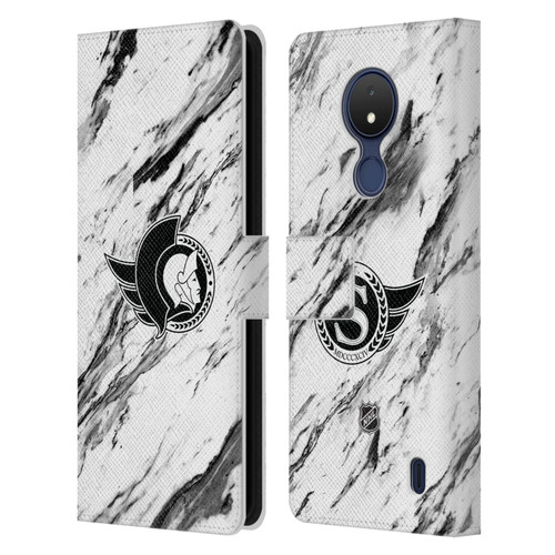 NHL Ottawa Senators Marble Leather Book Wallet Case Cover For Nokia C21