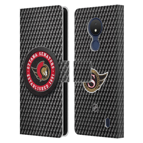 NHL Ottawa Senators Puck Texture Leather Book Wallet Case Cover For Nokia C21