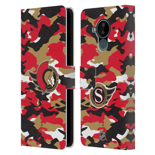 NHL Ottawa Senators Camouflage Leather Book Wallet Case Cover For Nokia C30