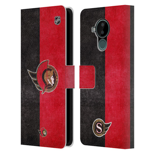 NHL Ottawa Senators Half Distressed Leather Book Wallet Case Cover For Nokia C30