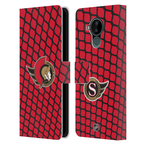 NHL Ottawa Senators Net Pattern Leather Book Wallet Case Cover For Nokia C30