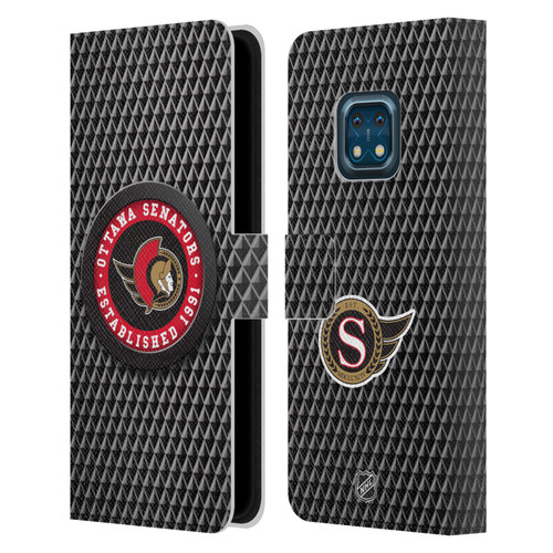 NHL Ottawa Senators Puck Texture Leather Book Wallet Case Cover For Nokia XR20