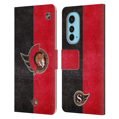 NHL Ottawa Senators Half Distressed Leather Book Wallet Case Cover For Motorola Edge (2022)