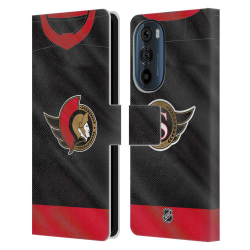 NHL Ottawa Senators Jersey Leather Book Wallet Case Cover For Motorola Edge 30