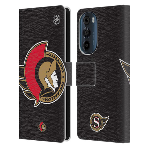 NHL Ottawa Senators Oversized Leather Book Wallet Case Cover For Motorola Edge 30