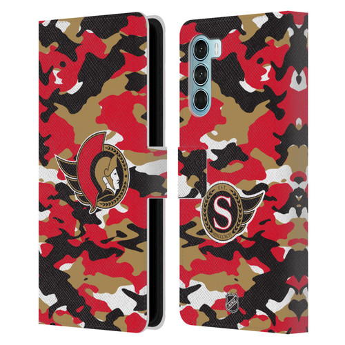 NHL Ottawa Senators Camouflage Leather Book Wallet Case Cover For Motorola Edge S30 / Moto G200 5G