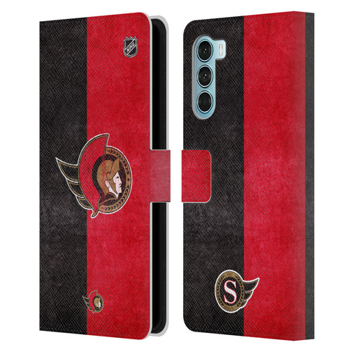 NHL Ottawa Senators Half Distressed Leather Book Wallet Case Cover For Motorola Edge S30 / Moto G200 5G