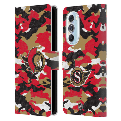 NHL Ottawa Senators Camouflage Leather Book Wallet Case Cover For Motorola Edge X30