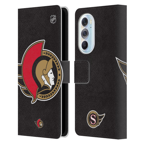 NHL Ottawa Senators Oversized Leather Book Wallet Case Cover For Motorola Edge X30