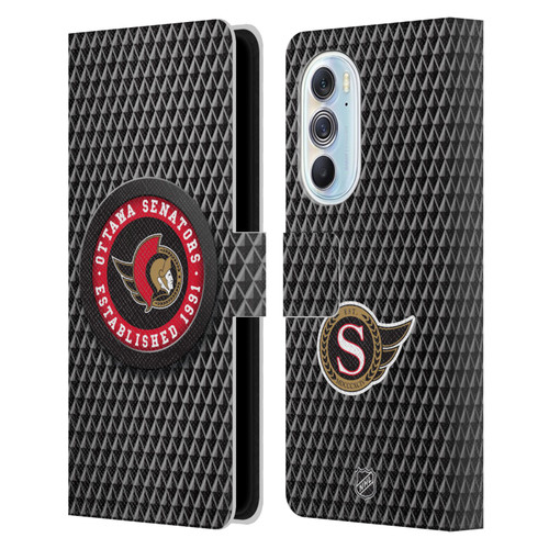 NHL Ottawa Senators Puck Texture Leather Book Wallet Case Cover For Motorola Edge X30