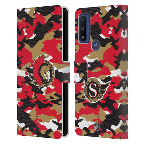 NHL Ottawa Senators Camouflage Leather Book Wallet Case Cover For Motorola G Pure