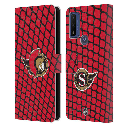 NHL Ottawa Senators Net Pattern Leather Book Wallet Case Cover For Motorola G Pure