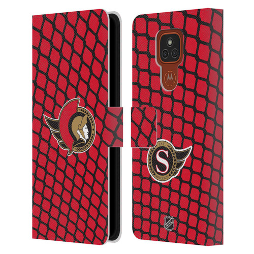 NHL Ottawa Senators Net Pattern Leather Book Wallet Case Cover For Motorola Moto E7 Plus