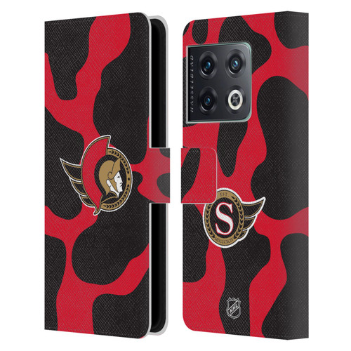 NHL Ottawa Senators Cow Pattern Leather Book Wallet Case Cover For OnePlus 10 Pro