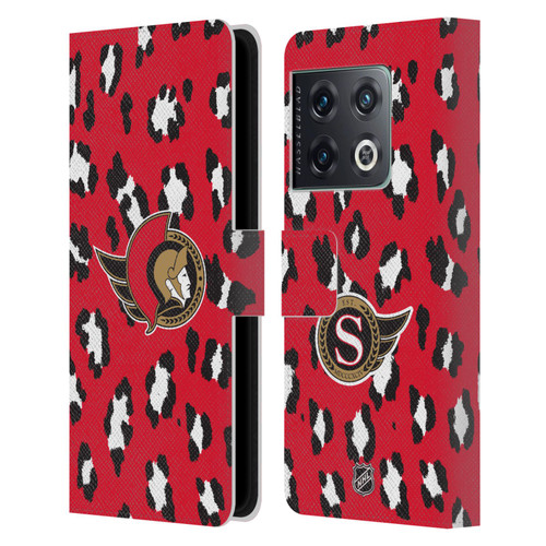 NHL Ottawa Senators Leopard Patten Leather Book Wallet Case Cover For OnePlus 10 Pro