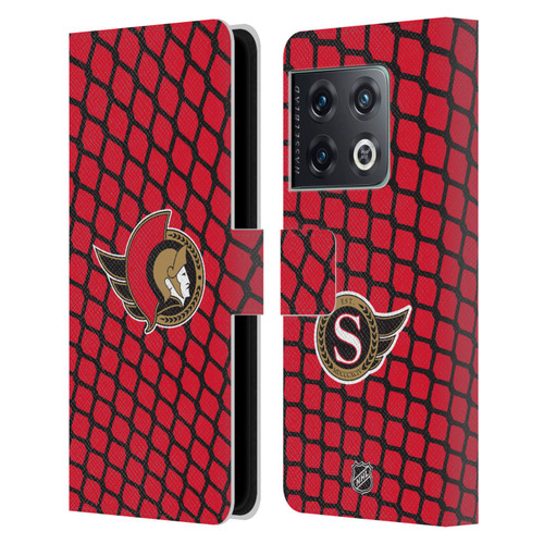 NHL Ottawa Senators Net Pattern Leather Book Wallet Case Cover For OnePlus 10 Pro