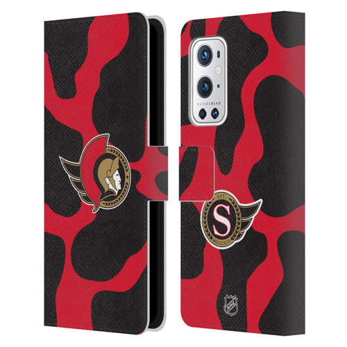 NHL Ottawa Senators Cow Pattern Leather Book Wallet Case Cover For OnePlus 9 Pro