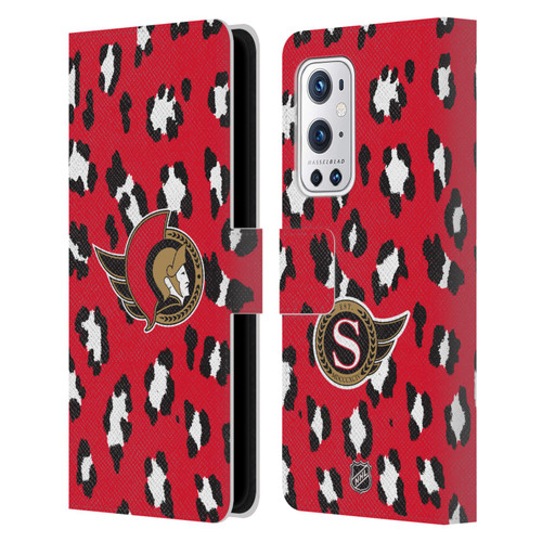 NHL Ottawa Senators Leopard Patten Leather Book Wallet Case Cover For OnePlus 9 Pro