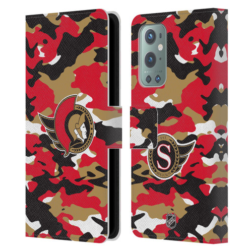 NHL Ottawa Senators Camouflage Leather Book Wallet Case Cover For OnePlus 9