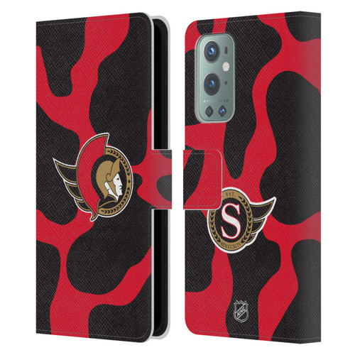 NHL Ottawa Senators Cow Pattern Leather Book Wallet Case Cover For OnePlus 9