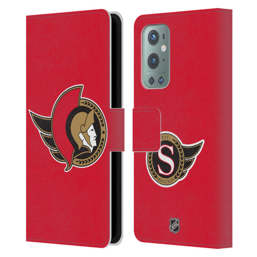 NHL Ottawa Senators Plain Leather Book Wallet Case Cover For OnePlus 9