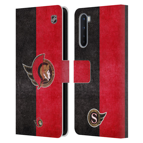 NHL Ottawa Senators Half Distressed Leather Book Wallet Case Cover For OnePlus Nord 5G