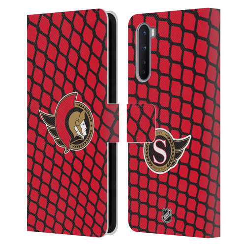 NHL Ottawa Senators Net Pattern Leather Book Wallet Case Cover For OnePlus Nord 5G