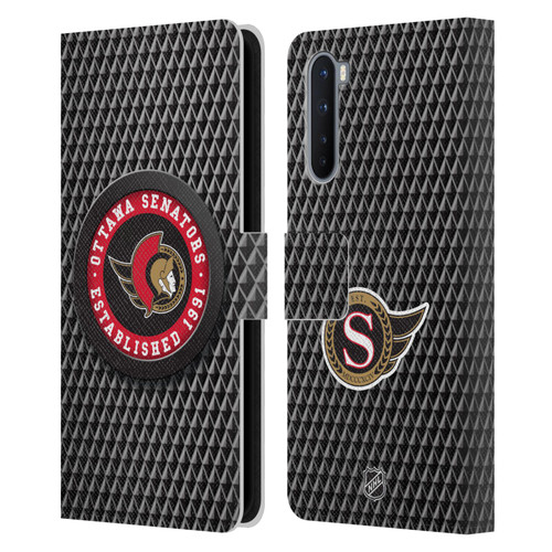 NHL Ottawa Senators Puck Texture Leather Book Wallet Case Cover For OnePlus Nord 5G