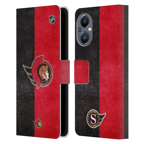 NHL Ottawa Senators Half Distressed Leather Book Wallet Case Cover For OnePlus Nord N20 5G