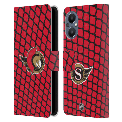 NHL Ottawa Senators Net Pattern Leather Book Wallet Case Cover For OnePlus Nord N20 5G