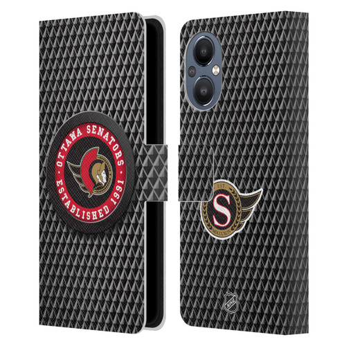 NHL Ottawa Senators Puck Texture Leather Book Wallet Case Cover For OnePlus Nord N20 5G