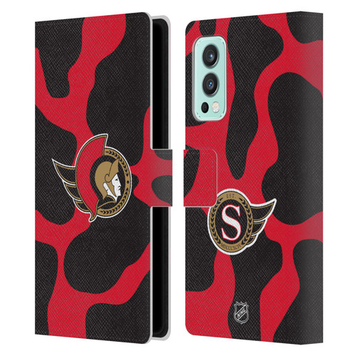 NHL Ottawa Senators Cow Pattern Leather Book Wallet Case Cover For OnePlus Nord 2 5G