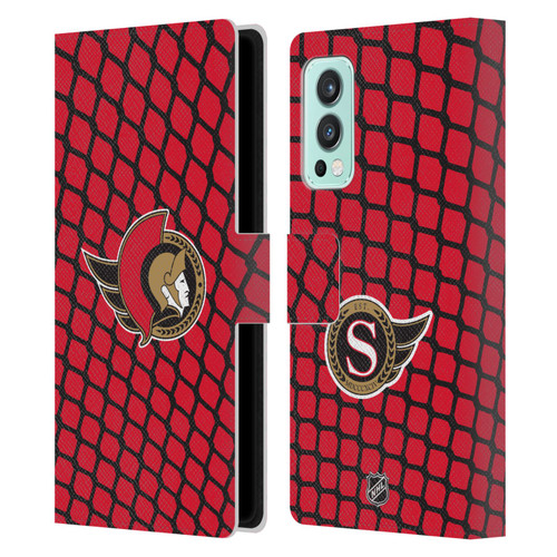 NHL Ottawa Senators Net Pattern Leather Book Wallet Case Cover For OnePlus Nord 2 5G